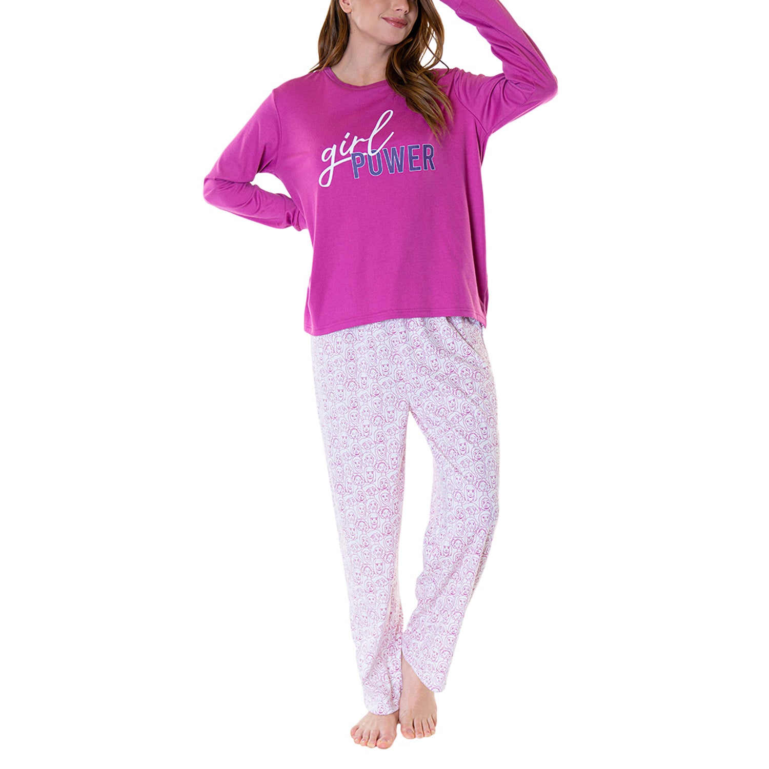 Pijama Algodón Girl Power Fuscia Mujer Baziani 8549