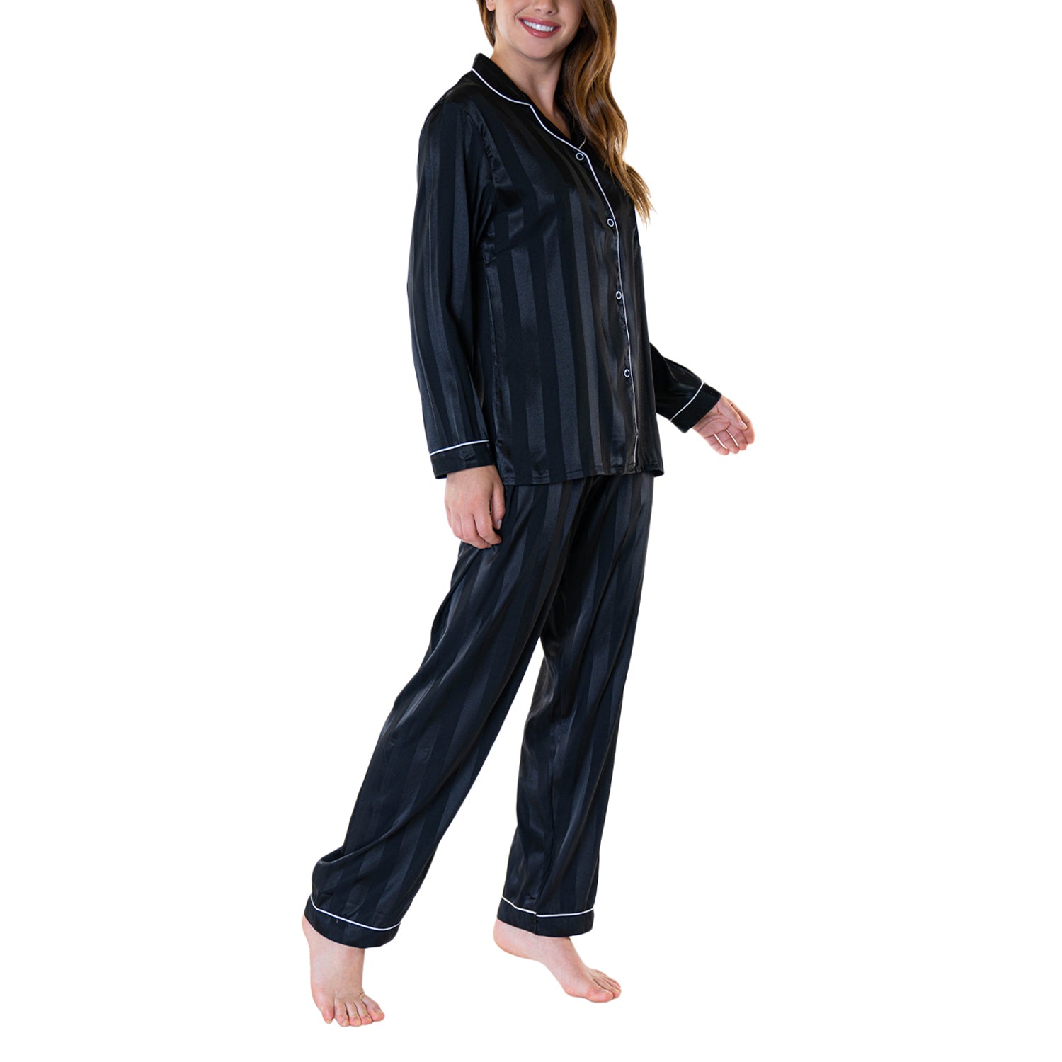 Pijama Satin Raya Mujer Baziani 8564