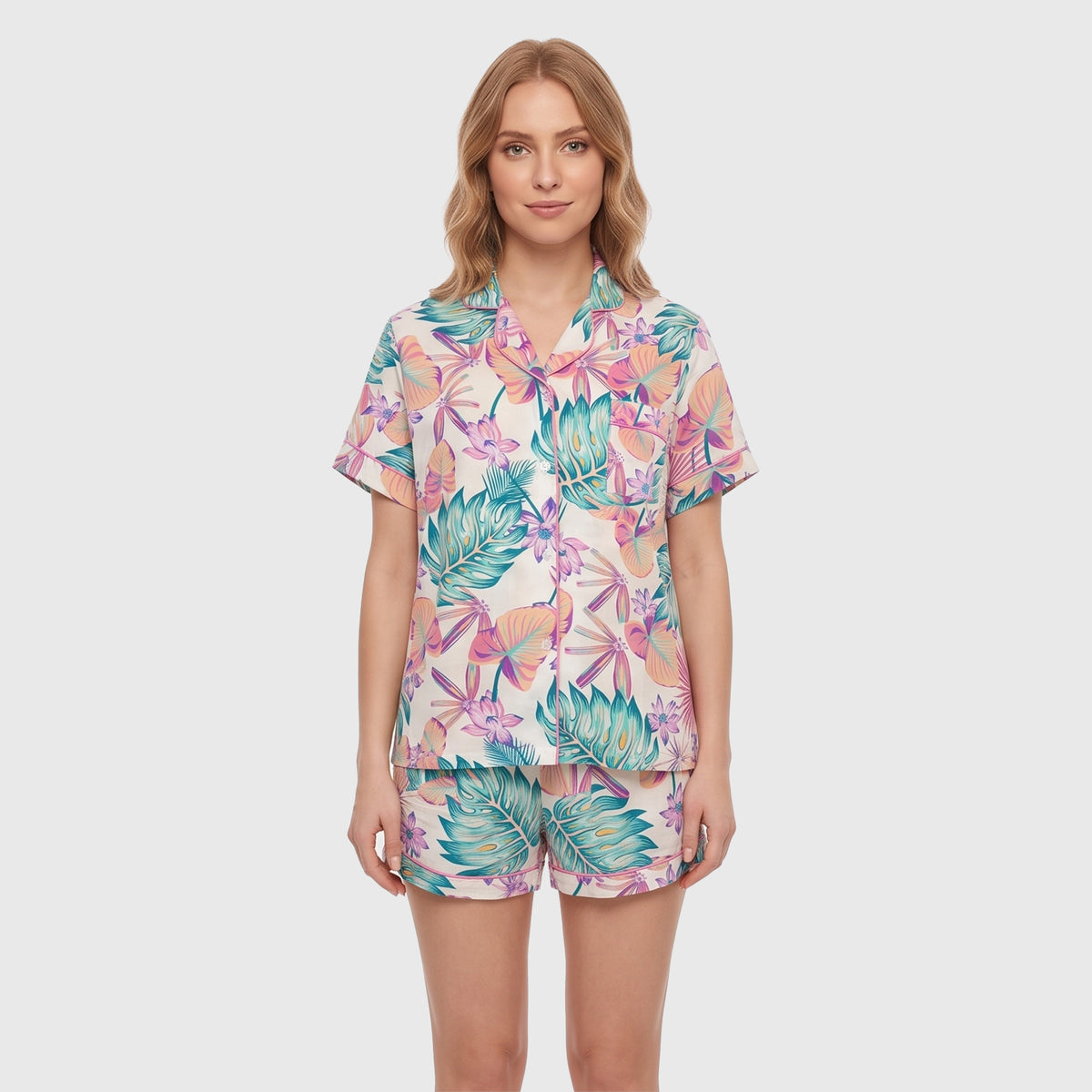 PIJAMA CAMISERO MUJER TROPICAL