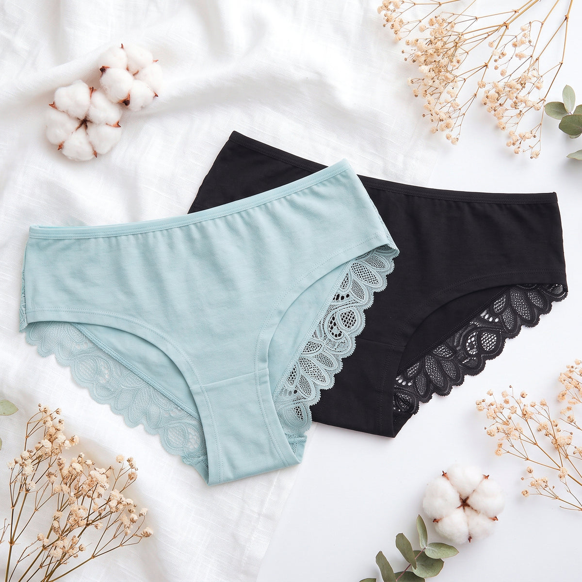 BI-PACK BOYSHORT COTTON LYCRA/LACE 20584