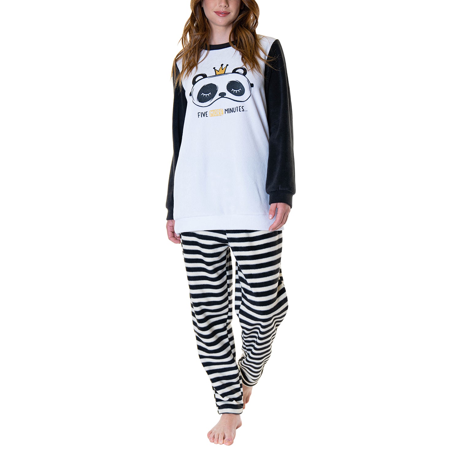 Pijama Micropolar Ivory Panda Mujer Baziani 8537