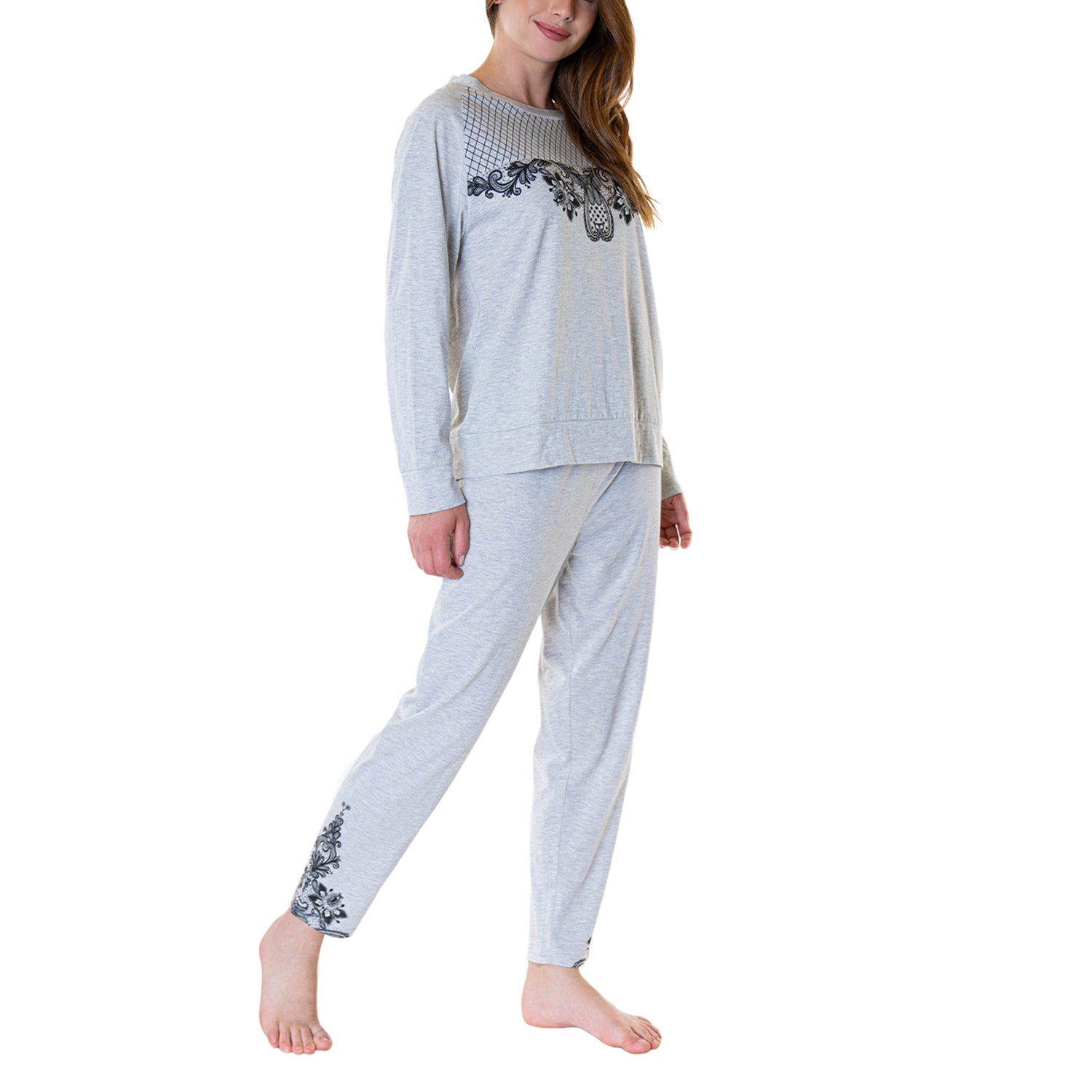 Pijama Algodón Melange Mujer Baziani 8540