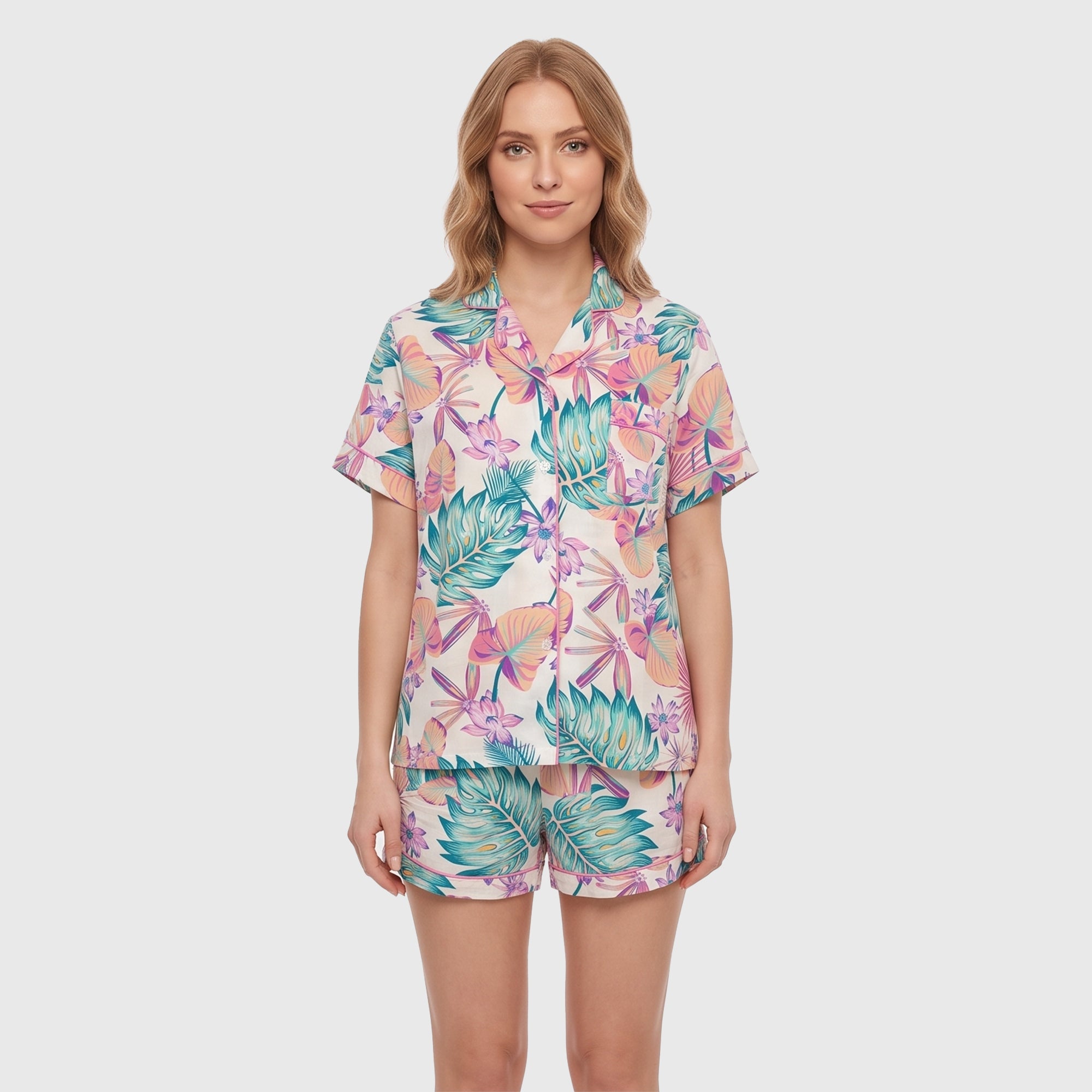 PIJAMA CAMISERO MUJER TROPICAL