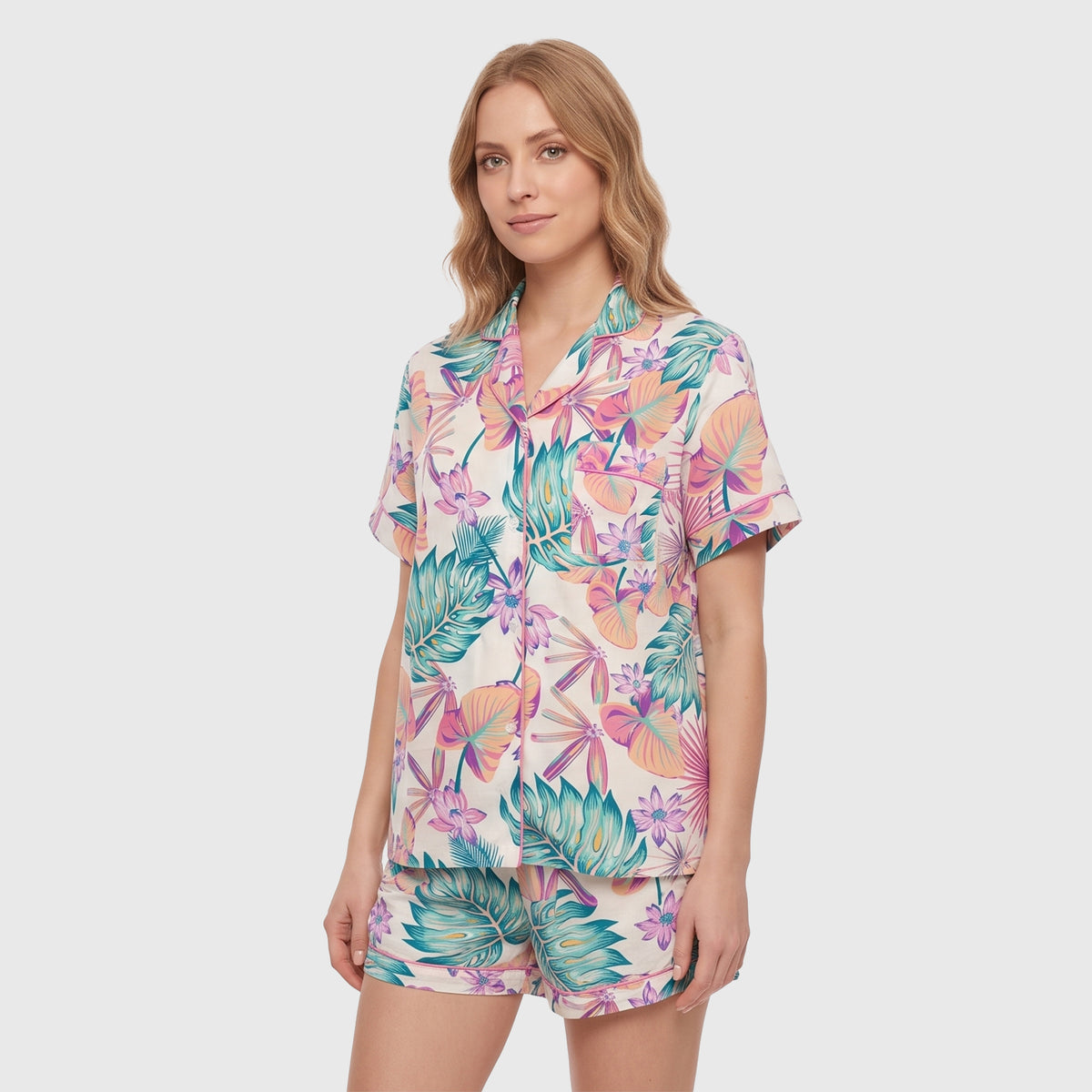 PIJAMA CAMISERO MUJER TROPICAL