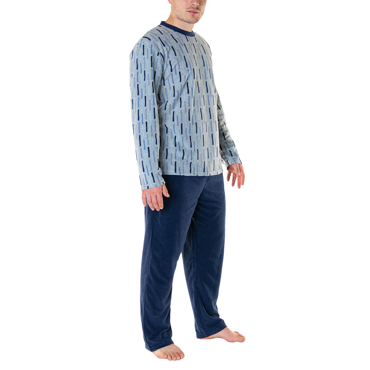 Pijama Micropolar Celeste Estampado Hombre Baziani 9178