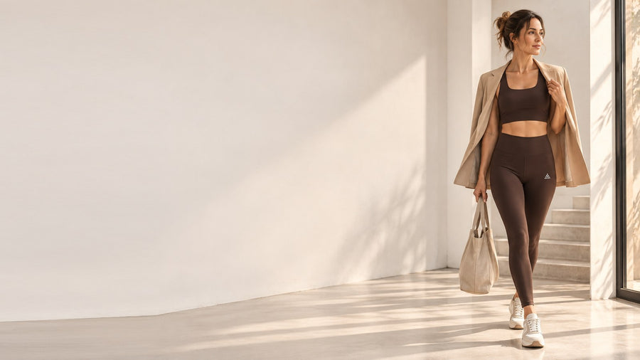 Baziani Studio · peto 106 y calza 1206 en moka, con blazer